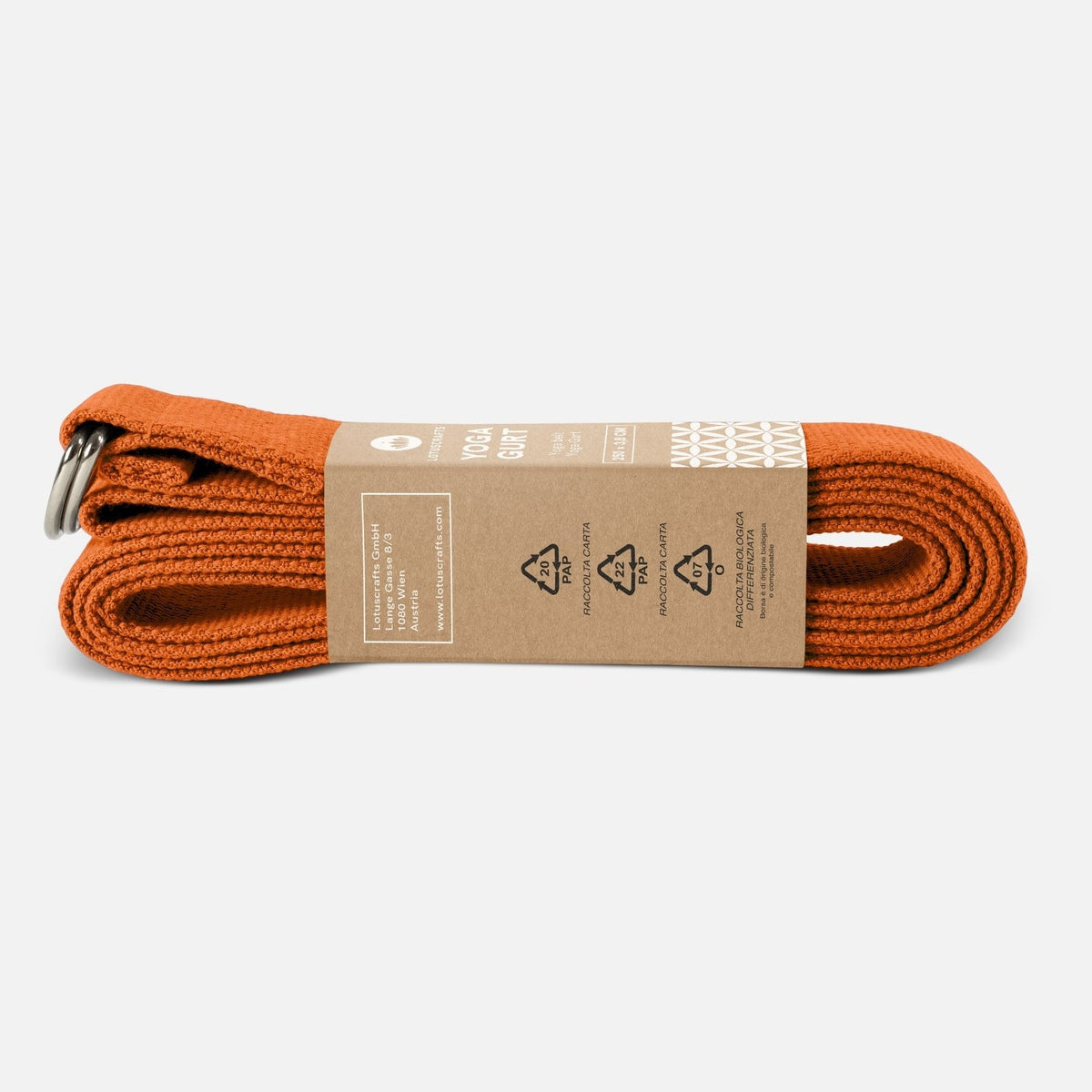 Lotuscrafts Ιμάντας γιόγκα D-Ring - kurkuma - BIO βαμβάκι 250x3,8 εκ - mykarma.gr