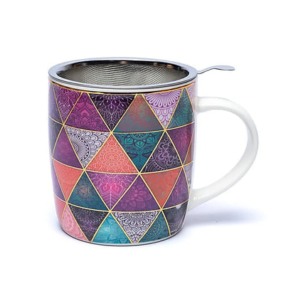 Ενα υπέροχο δώρο! Tea Infuser-Κούπα Mandala Patchwork Υλικό: Πορσελάνη Περιεκτικότητα: 400ml - mykarma.gr