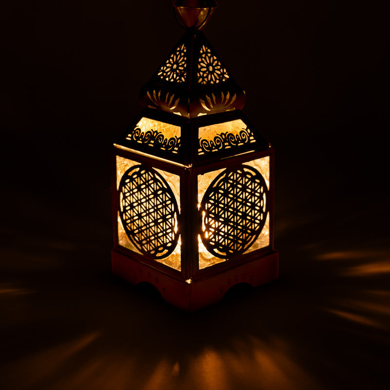 Φωτιστικό για ρεσώ/ Oriental Lantern "Λουλούδι της ζωής" - χρωμα χρυσό Διαστάσεις: 9 × 23 cm - mykarma.gr