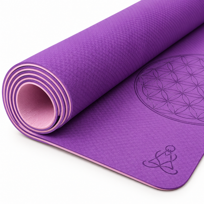 Ecofriendly Yoga Mat - Στρώμα TPE - “Flower of Life”- dark purple/soft purple Διαστάσεις: Μήκος: 182 εκ Πλάτος: 61 εκ Πάχος: 6 mm