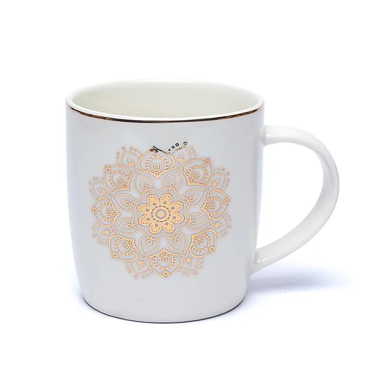 Ενα υπέροχο δώρο! Tea Infuser-Κούπα “Mandala” - Πορσελάνη - λευκή   400 ml - mykarma.gr