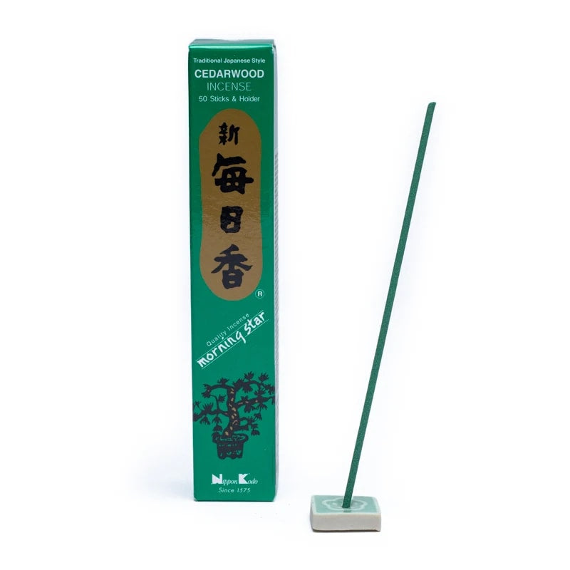 Ιαπωνικό Στικ - Morning Star - Cedarwood - Κέδρος - 50 Στικ + Βάση Βάρος: 20 g Χρόνος καύσης για κάθε Στικ 25 λεπτά - mykarma.gr