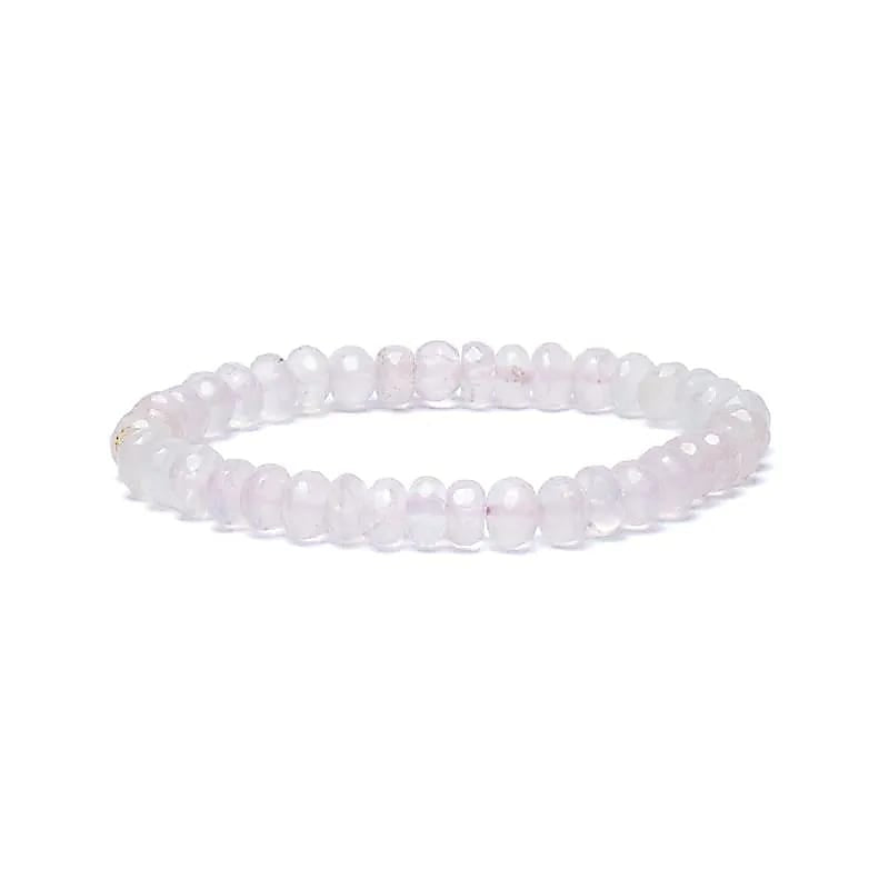 Βραχιόλι από Ροζ Χαλαζία (Rose Quartz) ΑΑ ποιότητας - ελαστικό Χάντρες ± 5 mm - mykarma.gr