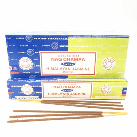 Αρωματικά Στικ 2 σε 1 Satya Sai Baba - Nag Champa & Himalayan Jasmine (Γιασεμί Ιμαλαΐων) Βάρος: 16γρ - mykarma.gr