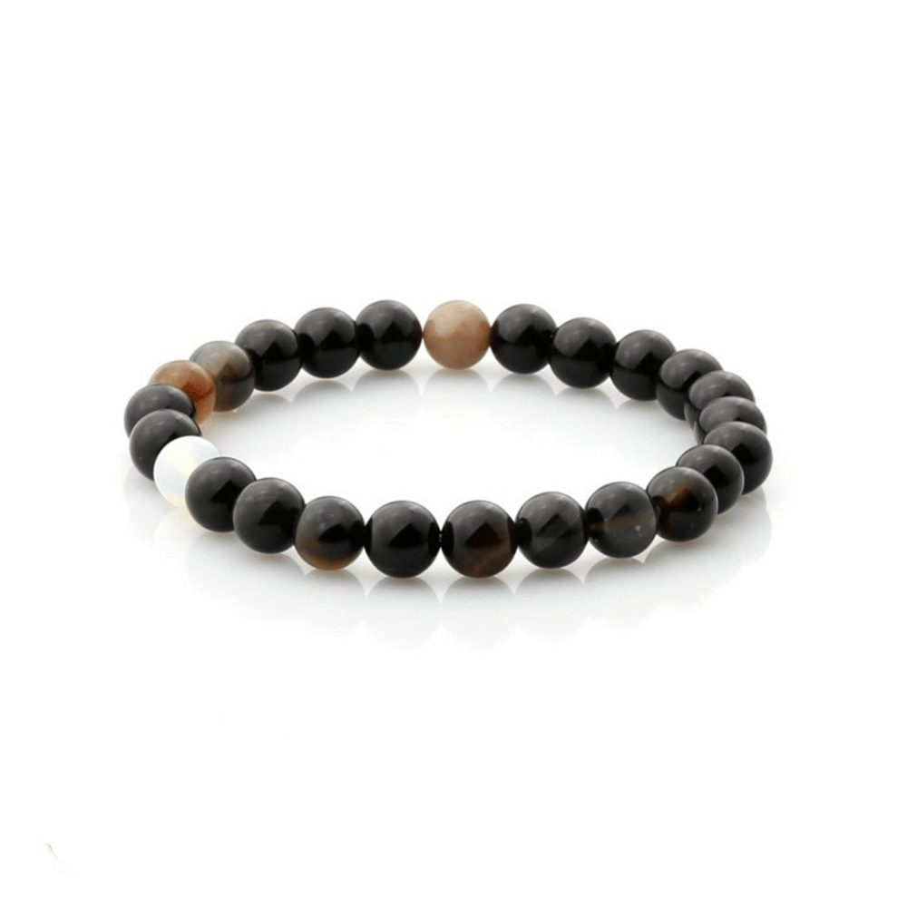 Βραχιόλι Από Μαύρο Αχάτη (Black Agate) Με Χάντρες 8mm - mykarma.gr