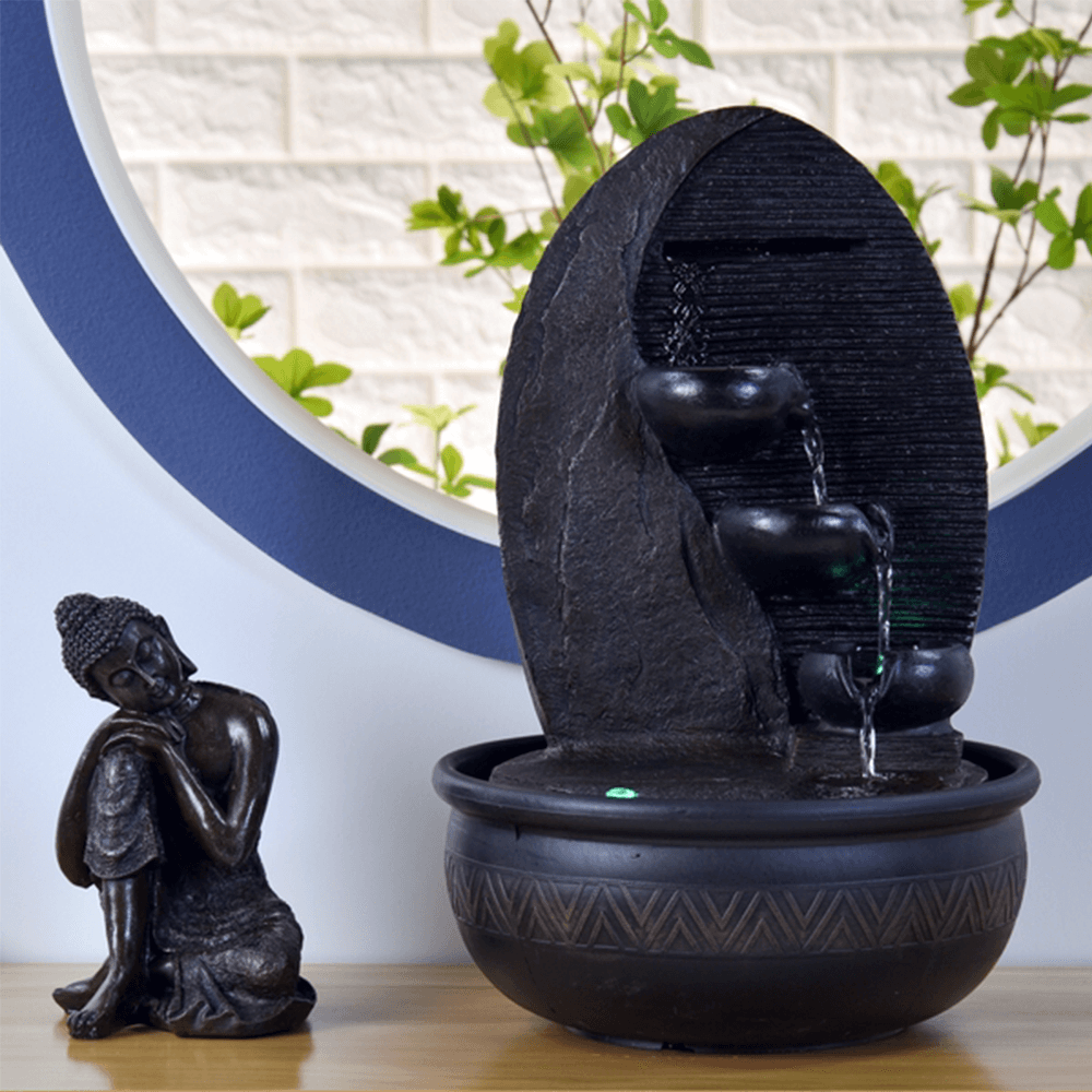 Συντριβάνι «Grace Buddha» με Φωτάκι LED Ύψος: 40 εκ Διάμετρος: 26 εκ - mykarma.gr