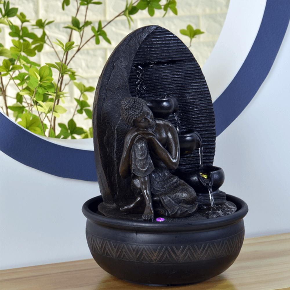 Συντριβάνι «Grace Buddha» με Φωτάκι LED Ύψος: 40 εκ Διάμετρος: 26 εκ - mykarma.gr
