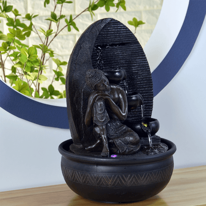 Συντριβάνι «Grace Buddha» με Φωτάκι LED Ύψος: 40 εκ Διάμετρος: 26 εκ - mykarma.gr
