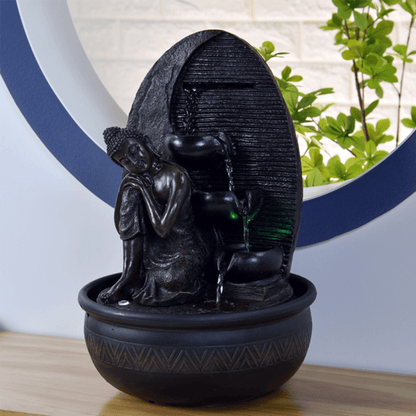 Συντριβάνι «Grace Buddha» με Φωτάκι LED Ύψος: 40 εκ Διάμετρος: 26 εκ - mykarma.gr