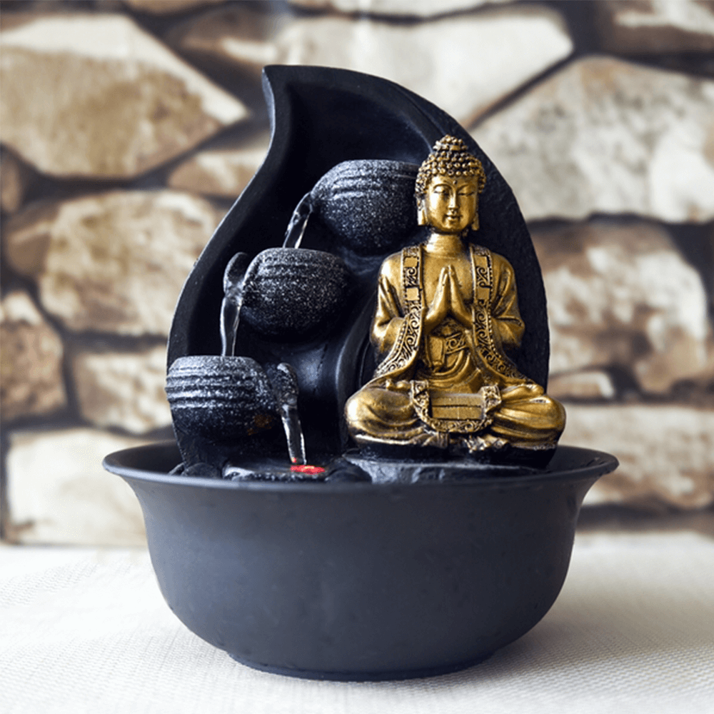 Συντριβάνι «Buddha Praya» με Φωτάκι LED & χρωματική παραλλαγή Διαστάσεις: 20 x 20 x 22 εκ - mykarma.gr