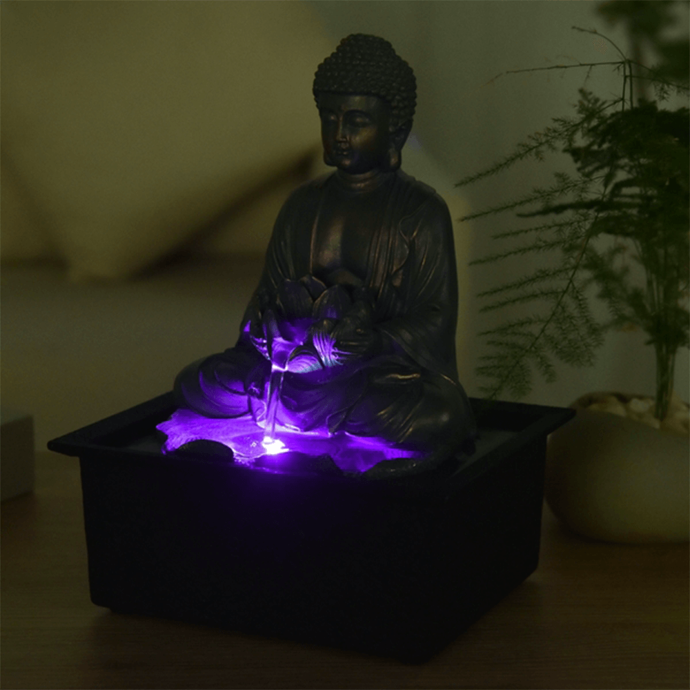Συντριβάνι «Buddha Sutra» με Φωτάκι LED Διαστάσεις: 19 x 16 x 25 εκ - mykarma.gr