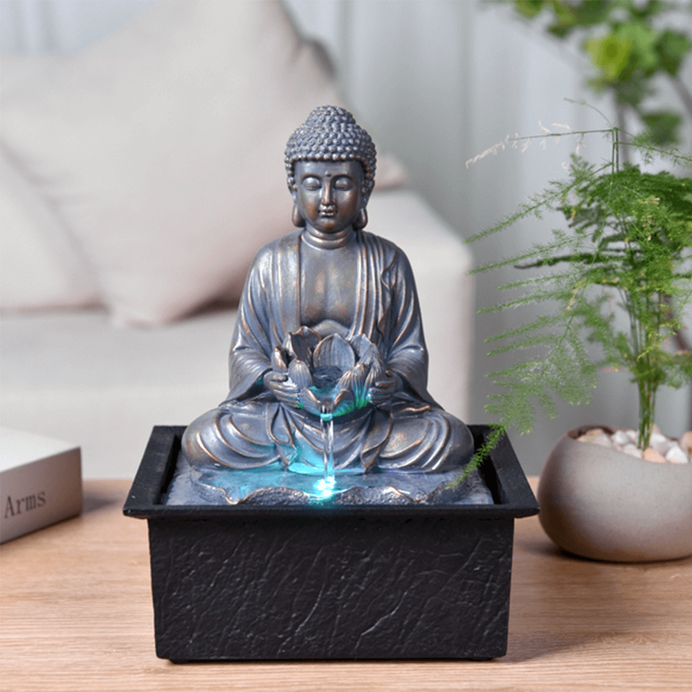 Συντριβάνι «Buddha Sutra» με Φωτάκι LED Διαστάσεις: 19 x 16 x 25 εκ - mykarma.gr