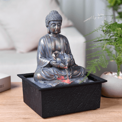 Συντριβάνι «Buddha Sutra» με Φωτάκι LED Διαστάσεις: 19 x 16 x 25 εκ - mykarma.gr