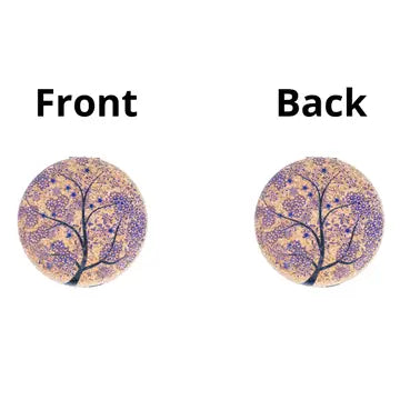 Συμπαγής στρογγυλός καθρέφτης με εξωτερική επένδυση από φελλό & εκτύπωση «Δέντρο της Ζωής» Διάμετρος: 7 cm - mykarma.gr