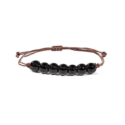 Βραχιόλι με Μαύρη Τουρμαλίνη (Black Tourmaline) Χάντρα: 0,5 cm Μέγεθος ρυθμιζόμενο - mykarma.gr