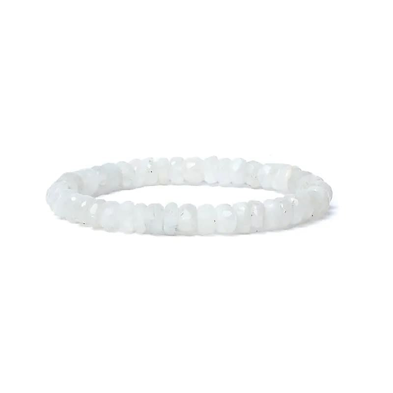 Βραχιόλι από Φεγγαρόπετρα (Rainbow Moonstone) ΑΑ ποιότητας - ελαστικό Χάντρες ± 7 mm - mykarma.gr