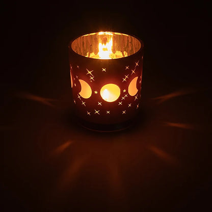 Γυάλινο Κηροπήγιο «Φάσεις της Σελήνης» Διαστάσεις: 7,3 x 8 cm - mykarma.gr