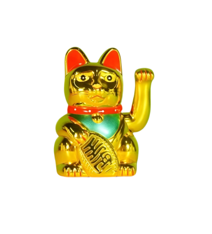 Maneki Neko Money Cat - Σύμβολο καλής Τύχης & Πλούτου Κουνάει το χέρι με μάτια ανοικτά Διαστάσεις: 12 εκ