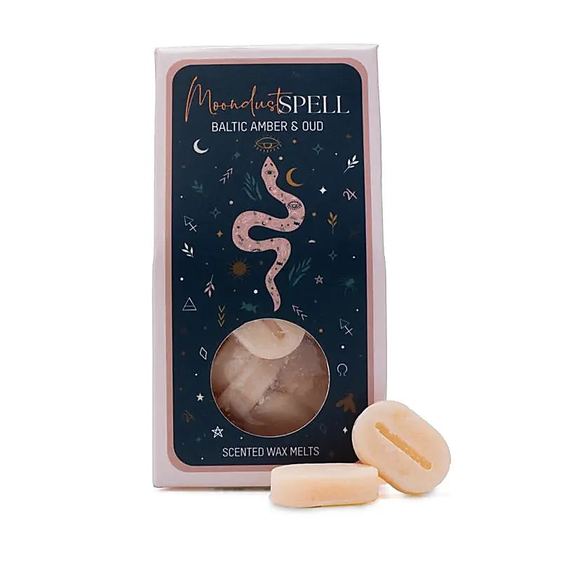 Wax Melts «Celestial Magic» – «Ξόρκι Σεληνόσκονης» αρωματικό κερί με Αιθέριο Έλαιο - για καύση στον καυστήρα η Diffuser με Βαλτικό Κεχριμπάρι & Ούντ  40 g