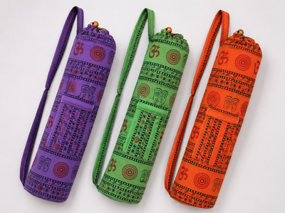 Boho Yoga Mat Bag - Τσάντα Μεταφοράς “Ohm” για στρώμα με πρακτικό κορδόνι - λεπτό βαμβάκι - ποικιλία χρωμάτων Διαστάσεις: 73x22x12 cm Ø12 cm