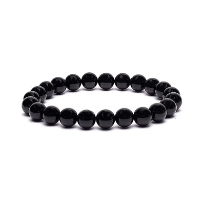 Βραχιόλι - Μαύρη Τουρμαλίνη (Black Tourmaline)-ελαστικό Χάντρες: 0,7 cm - mykarma.gr
