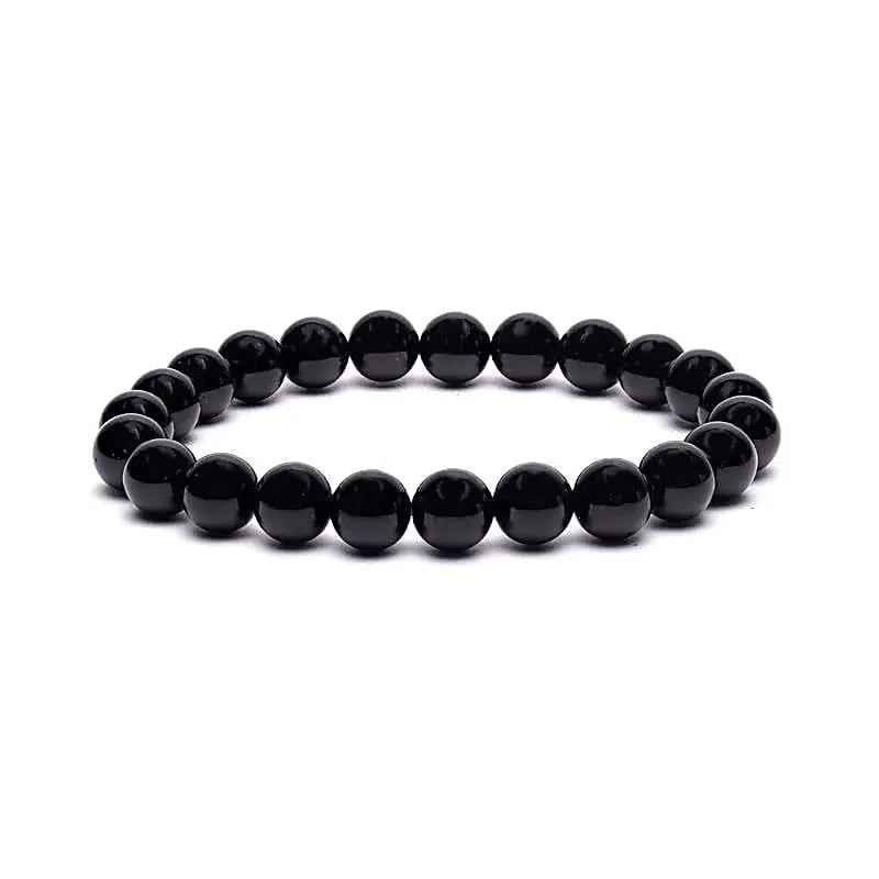 Βραχιόλι - Μαύρη Τουρμαλίνη (Black Tourmaline)-ελαστικό Χάντρες: 0,7 cm
