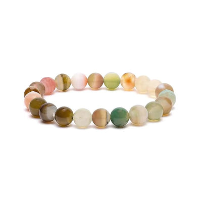 Ελαστικό Βραχιόλι με Φυσικό Αχάτη – Mixed Agate Διάμετρος χάντρας: ± 7 mm