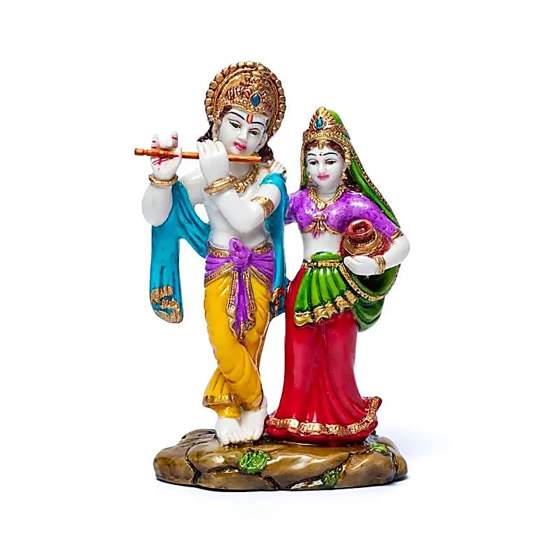 Πολύχρωμο Άγαλμα - Krishna & Radha - Κρίσνα & Ράντα Διαστάσεις: 15x10 cm Βάρος: 250 gr - mykarma.gr