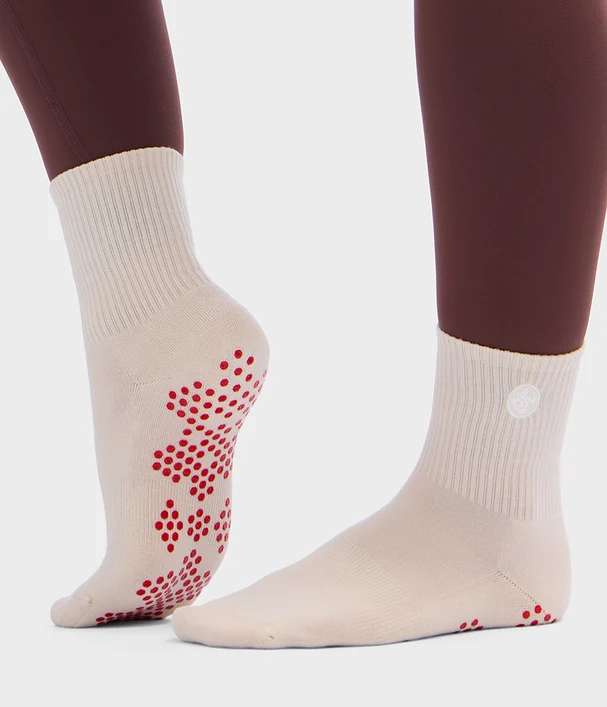 Manduka Αντιολισθητικές Κάλτσες - EQUILIBRIA HALF CREW SOCKS – Yoga & Pilates - Cream  No 36-41