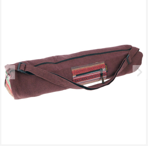 Boho Yoga Mat Bag - Τσάντα Μεταφοράς για στρώμα με πρακτικό κορδόνι - βαμβάκι - καφέ Διαστάσεις: 70x24x14 cm Ø14 cm