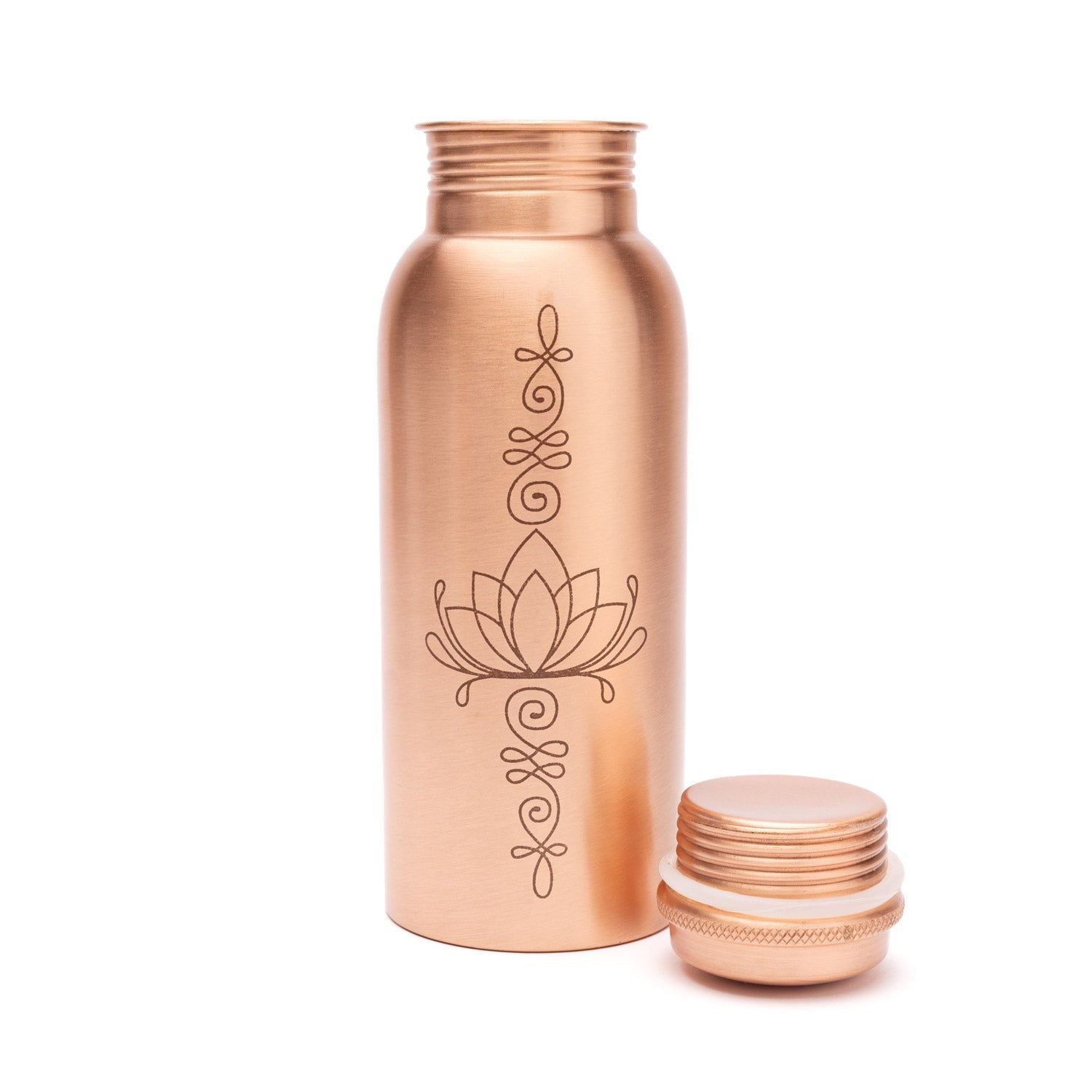 Χάλκινο μπουκάλι με βιδωτό καπάκι - “Lotus” -  500 ml