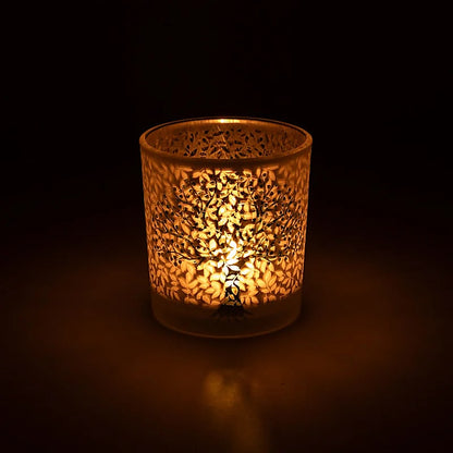 Γυάλινο Κηροπήγιο «Δέντρο της Ζωής» Διαστάσεις: 7,3 x 8 cm - mykarma.gr