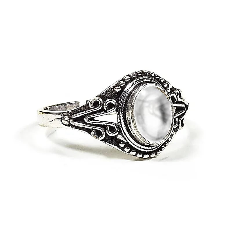 Δαχτυλίδι με Λευκό Χαλαζία (Rock Crystal) & Ορειχαλκο (χωρίς νικέλιο) Μέγεθος ρυθμιζόμενο