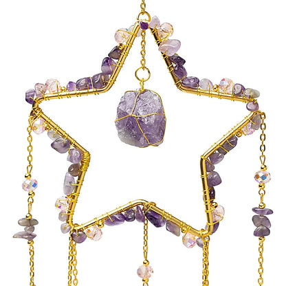 Κρύσταλλοι Feng Shui-Ηλιοπαγίδα (Suncatcher) με αμέθυστο αστέρι & κρυστάλλινη διακόσμηση Διαστάσεις: ±12x34 cm