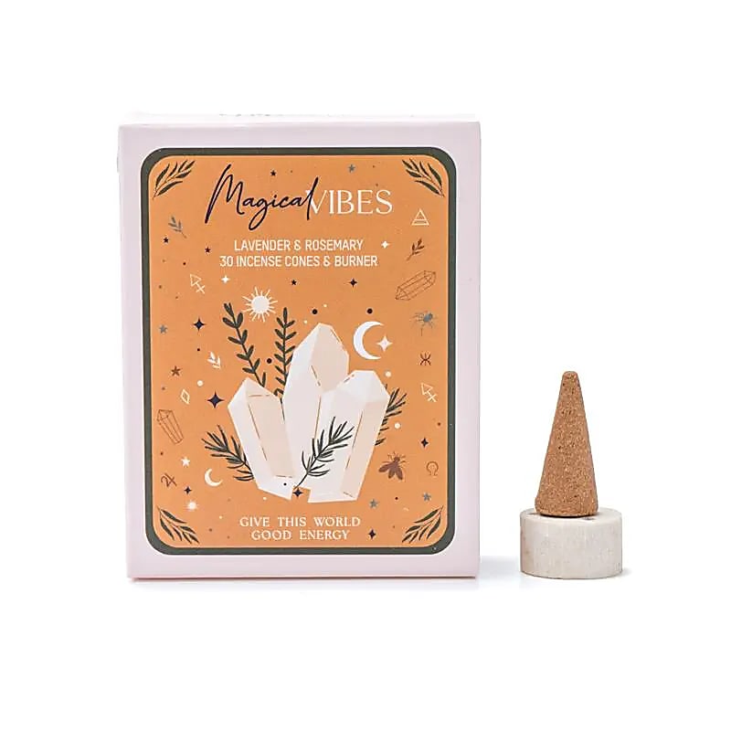 Αρωματικοί Κώνοι «Ουράνια Μαγεία» & Βάση – «Magical Vibes» με Λεβάντα & Δεντρολίβανο - 30 κώνοι - mykarma.gr