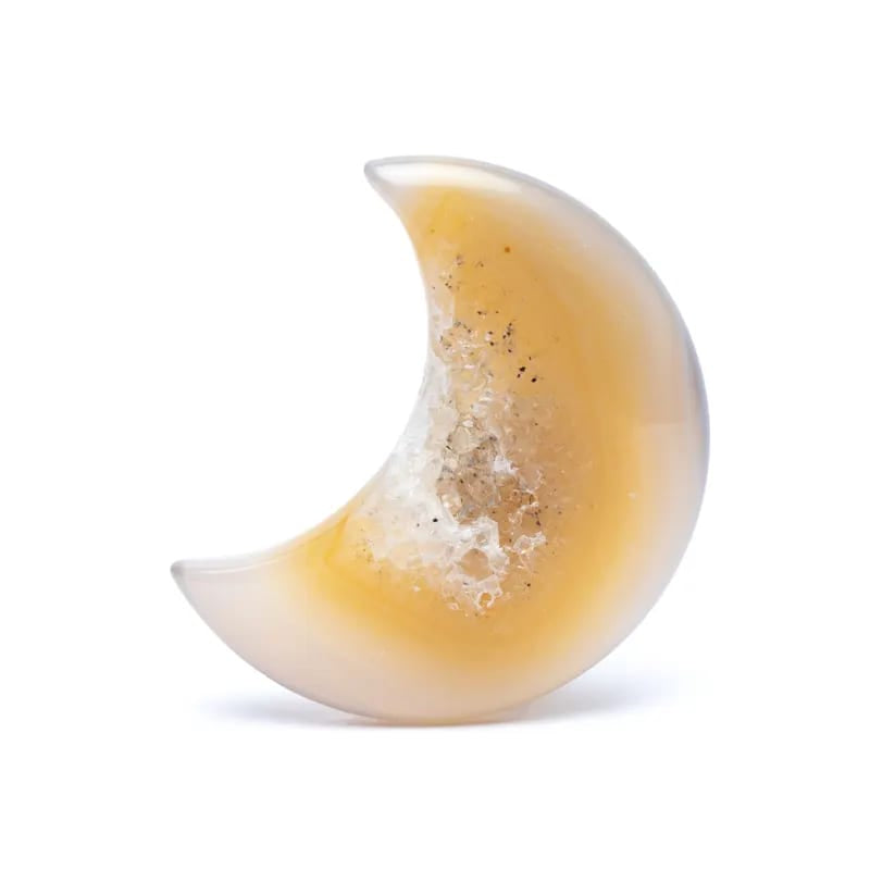 Σελήνη από Αχάτη (Agate) με κρυστάλλωση Διαστάσεις: 4 cm - mykarma.gr