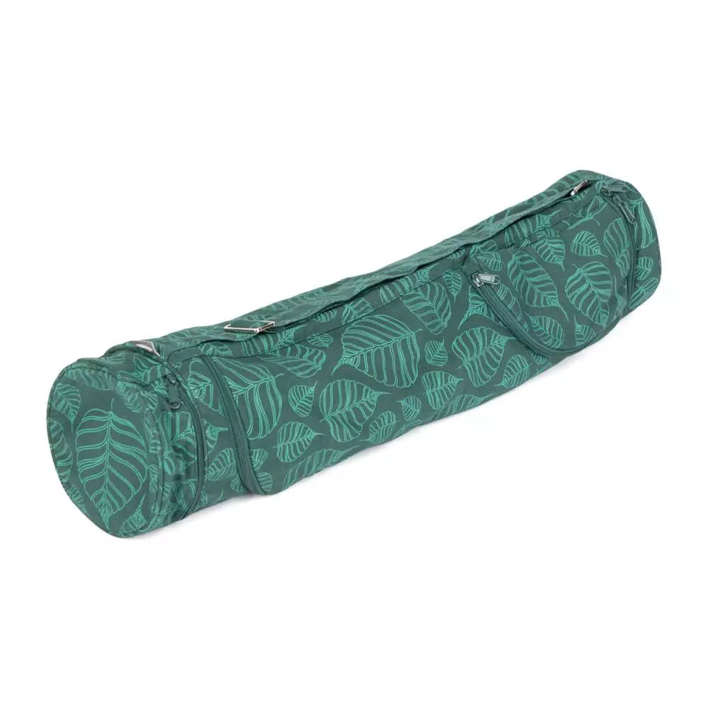 Bodhi Yoga Asana Mat Bag Maharaja - Τσάντα Μεταφοράς για στρώμα - βαμβάκι - “Bodhi Leaves” deep green Διαστάσεις 70 cm - mykarma.gr