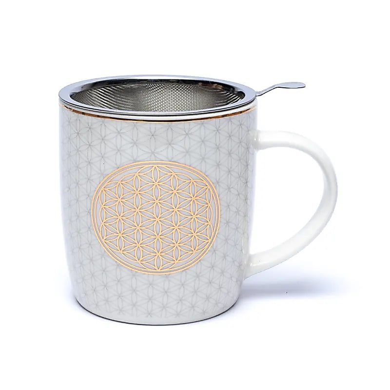 Ενα υπέροχο δώρο! Tea Infuser - Κούπα “Flower of Life” Υλικό: Πορσελάνη Περιεκτικότητα: 400ml - mykarma.gr