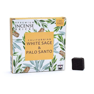 Αρωματικό Κάρβουνο Incense Bricks Λευκό Φασκόμηλο & Palo Santo για καυστήρα Aromafume - 9 Θυμιάματα/Τούβλα Βάρος: 40 g - mykarma.gr