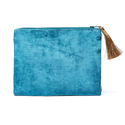 Βελούδινο Τσαντάκι με κεντήματα «Flowers» Μέγεθος: 20 x 15 cm - mykarma.gr