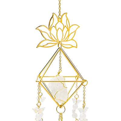 Κρύσταλλοι Feng Shui-Ηλιοπαγίδα (Suncatcher) «Λωτός» με Λευκό Χαλαζία & κρυστάλλινες σφαίρες Crystal String κρυστάλλινη διακόσμηση Διαστάσεις: ±9 x 51 cm - mykarma.gr