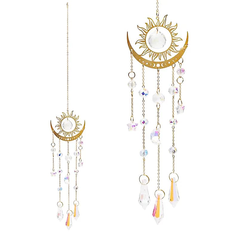 Κρύσταλλοι Feng Shui-Ηλιοπαγίδα (Suncatcher) Ήλιος & Ημισέληνος με Κρυστάλλινη Μπάλα Διαστάσεις: ±8x44 cm