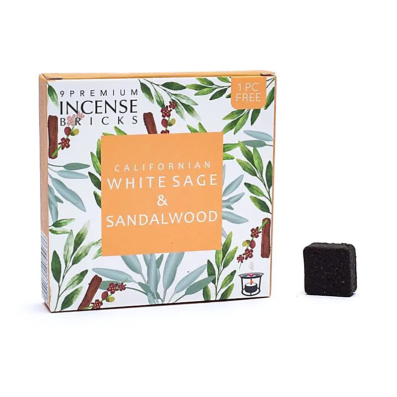 Αρωματικό Κάρβουνο Incense Bricks Λευκό Φασκόμηλο & Σανταλόξυλο για καυστήρα Aromafume - 9 Θυμιάματα/Τούβλα Βάρος: 40 g - mykarma.gr