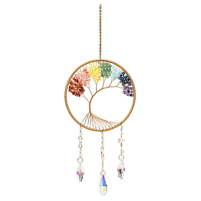 Κρύσταλλοι Feng Shui-Ηλιοπαγίδα (Suncatcher) «Δέντρο της Ζωής» με ημιπολύτιμους λίθους 7 Chakra & κρυστάλλινη διακόσμηση Διαστάσεις: ±17x17 cm - mykarma.gr