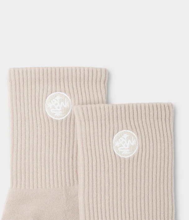 Manduka Αντιολισθητικές Κάλτσες - EQUILIBRIA HALF CREW SOCKS – Yoga & Pilates - Cream  No 36-41