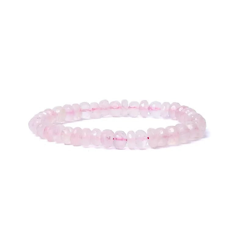 Βραχιόλι από Ροζ Χαλαζία (Rose Quartz) ΑΑ ποιότητας - ελαστικό Χάντρες ± 7 mm - mykarma.gr