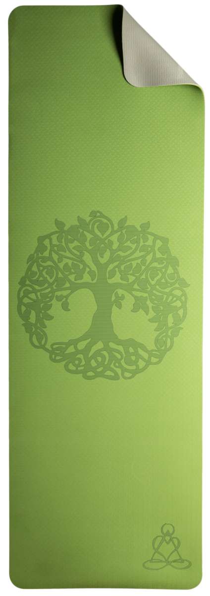 Ecofriendly Yoga Mat - Στρώμα TPE - “Tree of Life”- light green / grey Διαστάσεις: Μήκος: 182 εκ Πλάτος: 61 εκ Πάχος: 6 mm