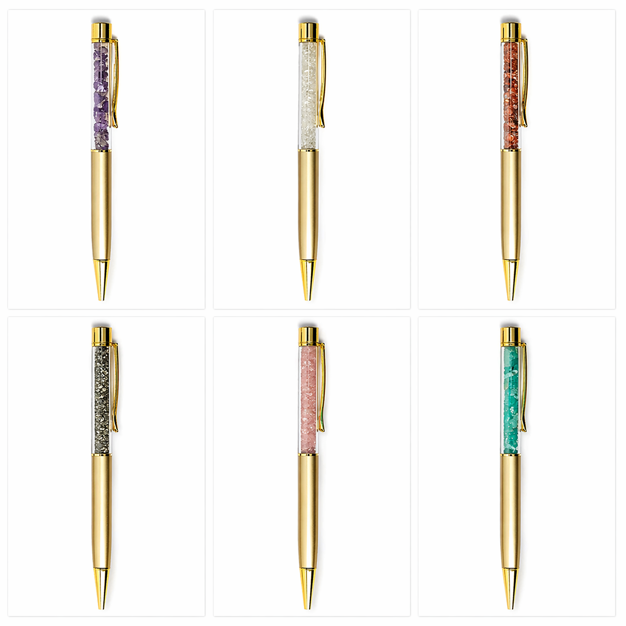 Στυλό με Ημιπολύτιμους Λίθους - Αμέθυστους,Λευκός Χαλαζίας,Καρνεολή,Πυρίτης,Ροζ Χαλαζίας,Αμαζονίτης (διαλέξτε μια επιλογή) - mykarma.gr