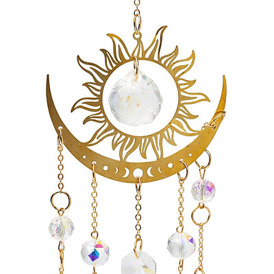 Κρύσταλλοι Feng Shui-Ηλιοπαγίδα (Suncatcher) Ήλιος & Ημισέληνος με Κρυστάλλινη Μπάλα Διαστάσεις: ±8x44 cm - mykarma.gr