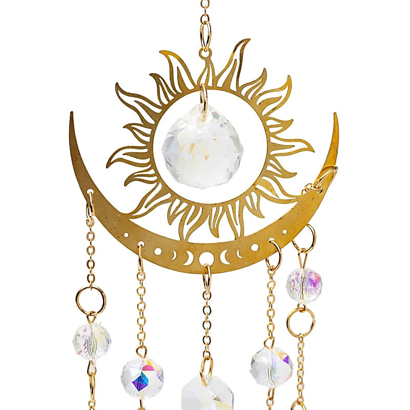 Κρύσταλλοι Feng Shui-Ηλιοπαγίδα (Suncatcher) Ήλιος & Ημισέληνος με Κρυστάλλινη Μπάλα Διαστάσεις: ±8x44 cm
